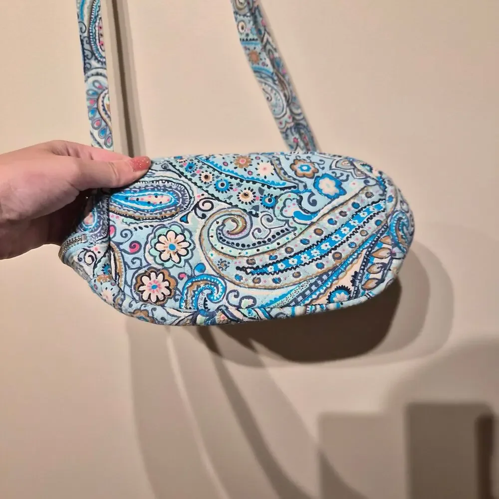 Vera Bradley Retired Daisy Dot Paisley Quilted Cotton Carson Mini Hobo Blue